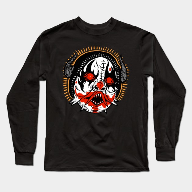 Corrupted Demon Clown Long Sleeve T-Shirt by flynnryanart